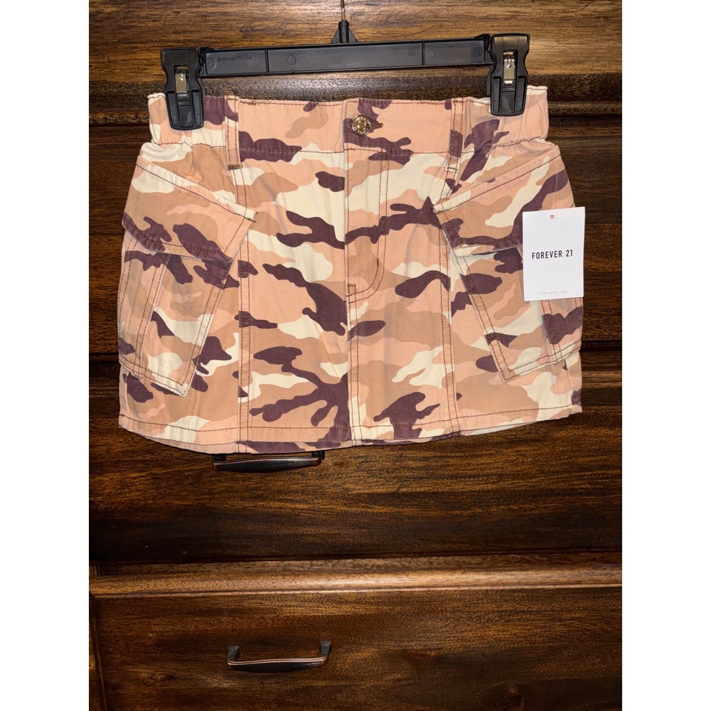 Forever 21 Pink Camo Cargo Mini Skirt Womens Medium Desert Camouflage Utility